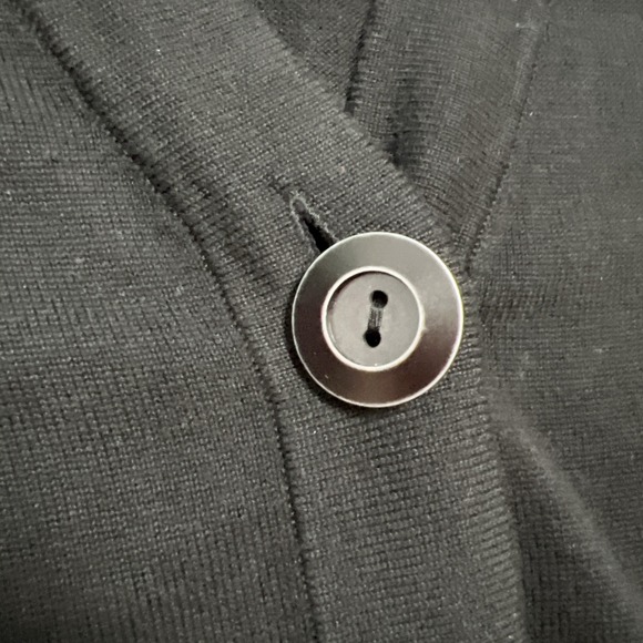 CAbi #3891 Goals Cardigan Black V-Neck Sweater Size Medium Big Buttons Pockets - Picture 9 of 12